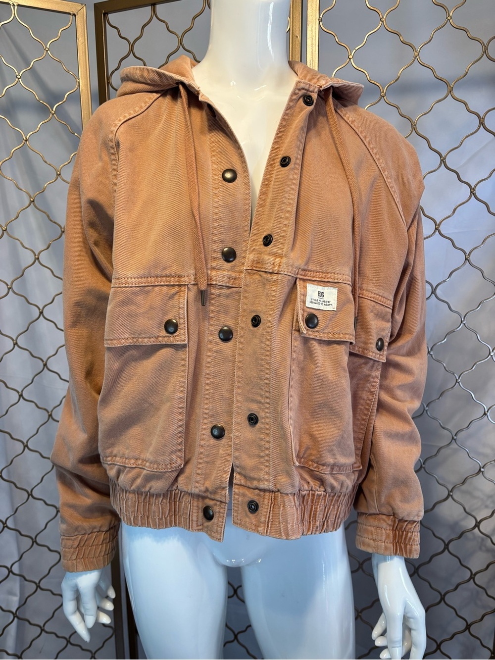 BDG Washed Dusty Rose Hooded Jean Jacket size M